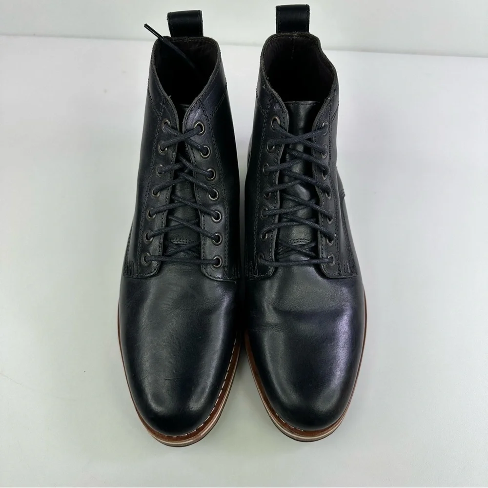 Helm Men’s Hollis Cap Toe Lace Up Boots - Black - Size 8M
